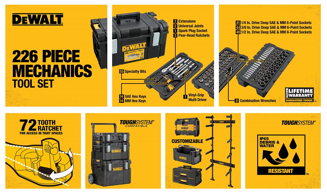 DEWALT Mechanics Tool Set (226Piece) with ToughSystem 22 in. Large
